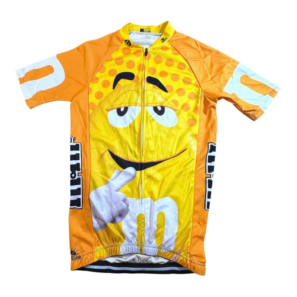 M&Ms Yellow Character Cycling Jersey Brainstorm S Pockets Short Sleeve Full Zip